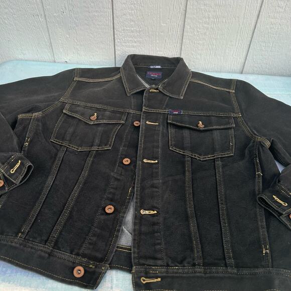 ˚₊‧꒰ა ☆ ໒꒱ ‧₊˚Tommy Jeans Jacket Men's Size Large Distressed Black (3B-DT) - Picture 3 of 9
